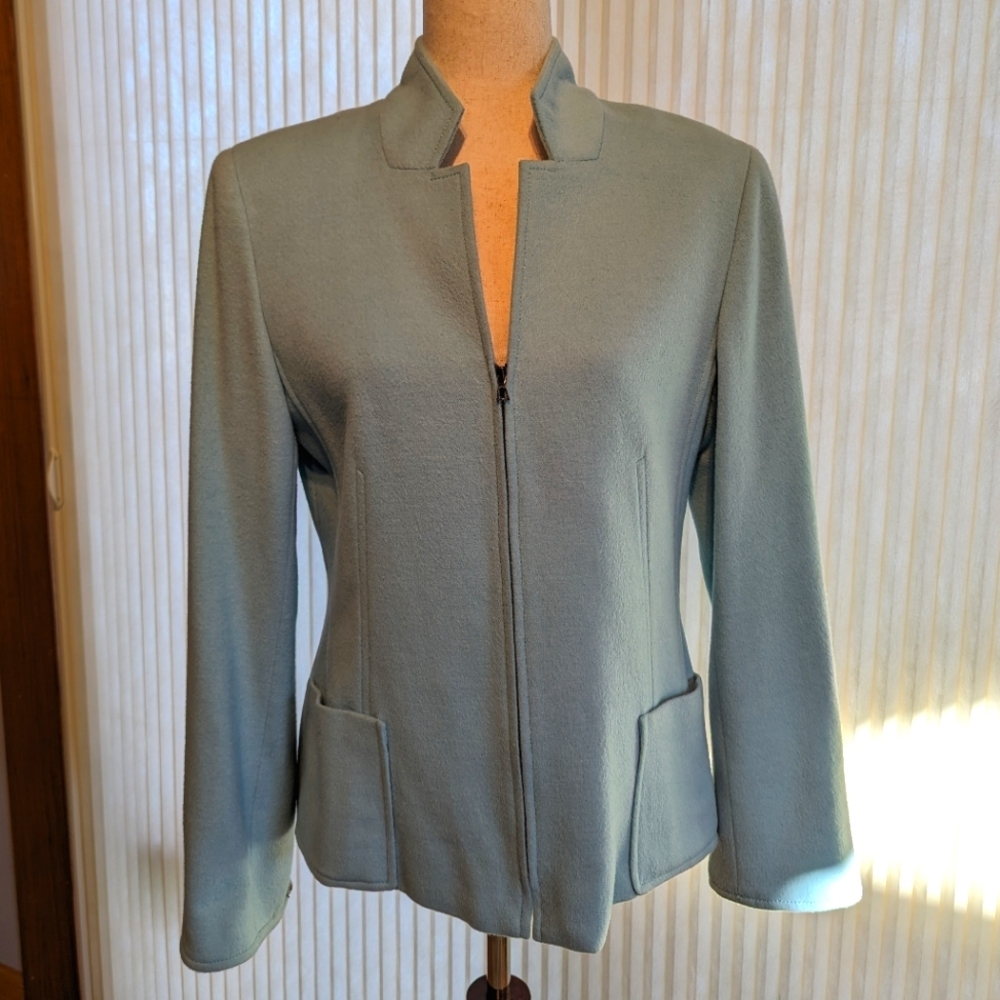 Vintage Women’s Light Blue Wool/Angora Coat Carlisle Size 8 Zip Front